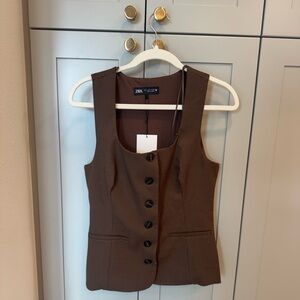 Zara Chocolate Brown Sleeveless Vest Top